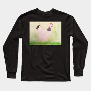 Black and White Watercolor Chicken| Melanie Jensen Illustrations Long Sleeve T-Shirt